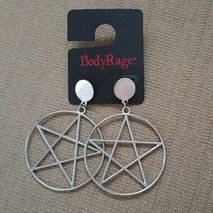 Silver Pentagram Pentacle Earrings